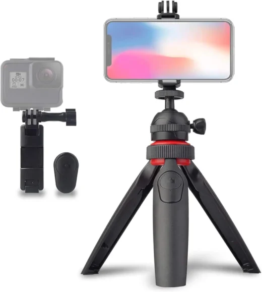 LENSGO L322 Mini Tripod Camera Holder, Desktop Compact DSLR Table Stand, for Cell Mobile Phone GoPro iPhone