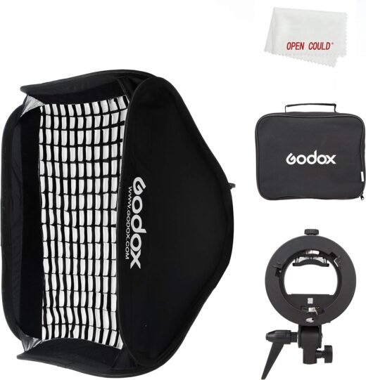 GODOX Bowen Mount S-Type Bracket, S-Type 50x50cm 20" * 20" Folding Storage softbox with Honeycomb Grid + Carry Bag for Outdoor Shooting Creative Shooting(S-Type 50X50)