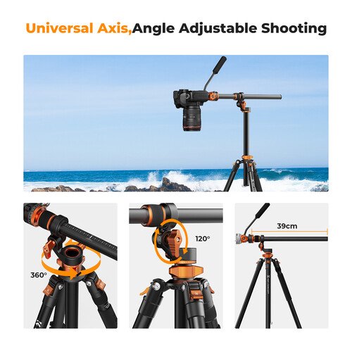 K&F Concept T254A7 Video Tripod with FH-03 Fluid Head KF09.137 - Image 2