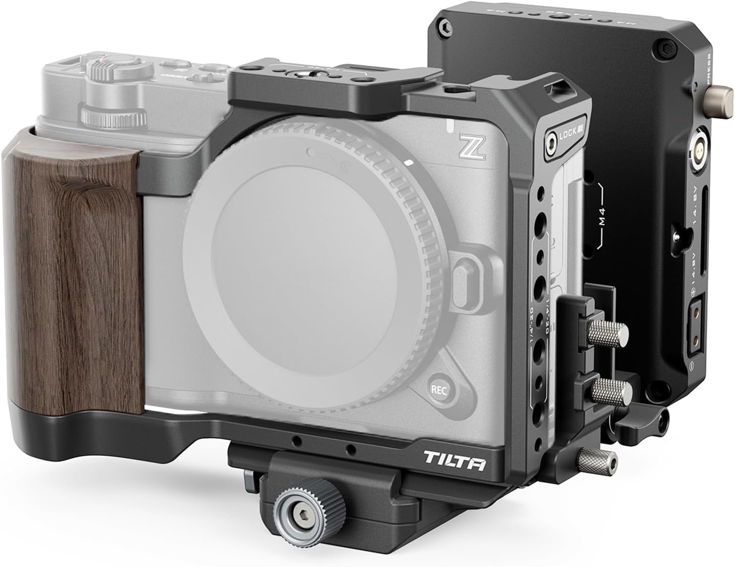 Tilta ZR Cage, Camera Cage Compatible with Nikon ZR Power Kit with ARCA Receiver and V Mount Battery Plate - Black TA-T98-C-B